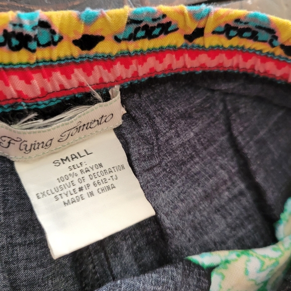 Floral Black Wide-Leg Pants:Small - Picture 2 of 2